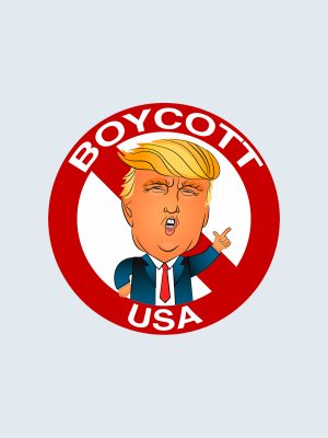 Boycot USA, Autosticker, Anti Trump, Bumper Sticker